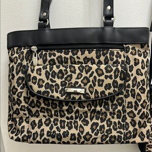 Leopard Print Shoulder Bag - Black Trim